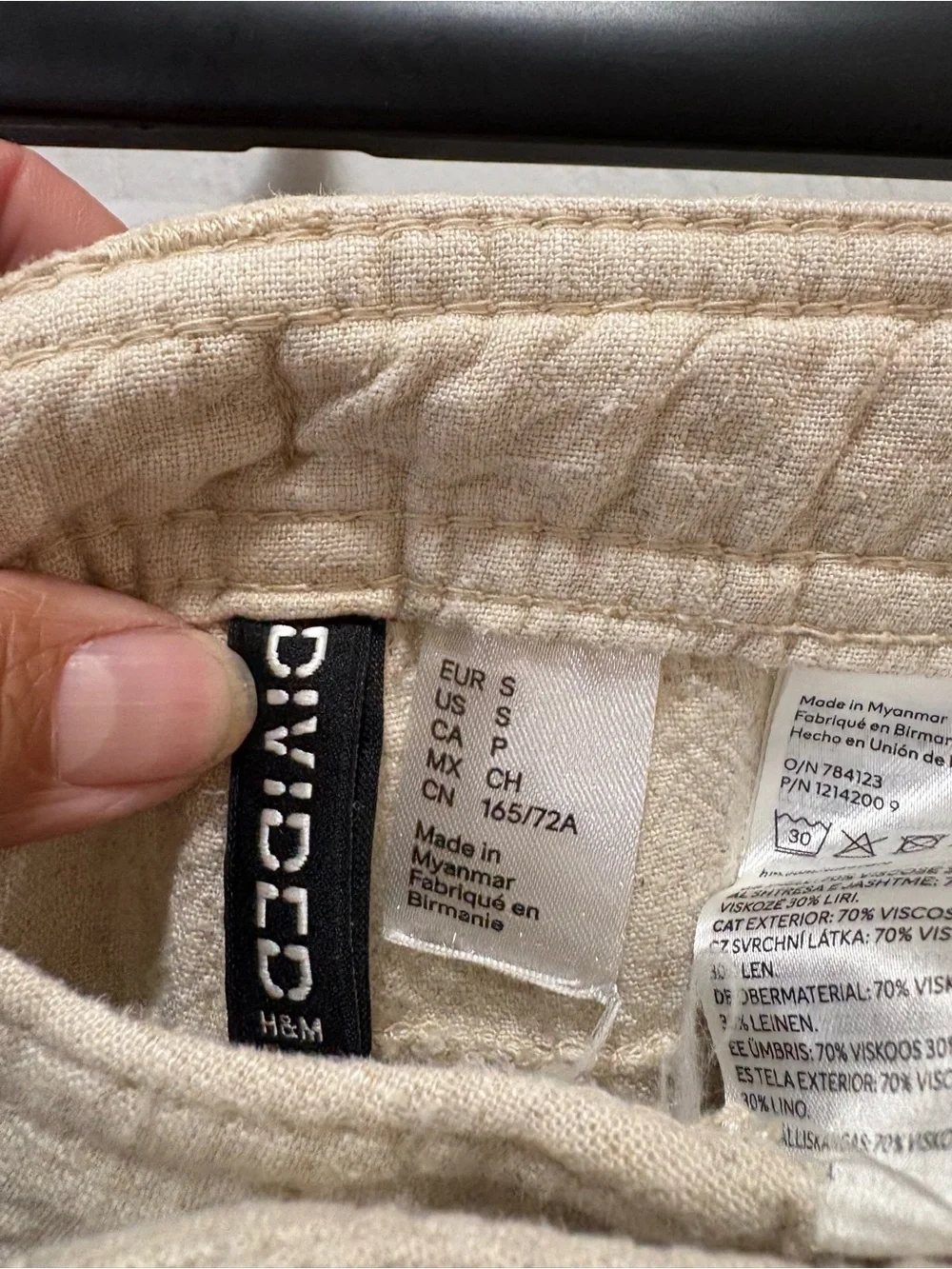 H&M Linen-Blend Drawstring Chinos — Light Natural